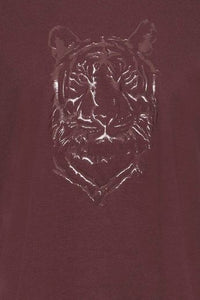 FRANSA Lilianna Cotton Tiger T-shirt - Burgundy
