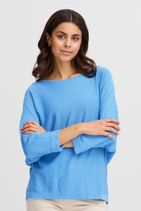 FRANSA Clia Round Neck Jumper - Azure Blue