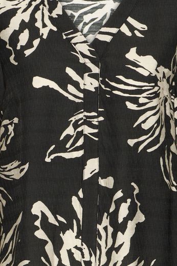 FRANSA Arianna Floral V-Neck Blouse - Black Print