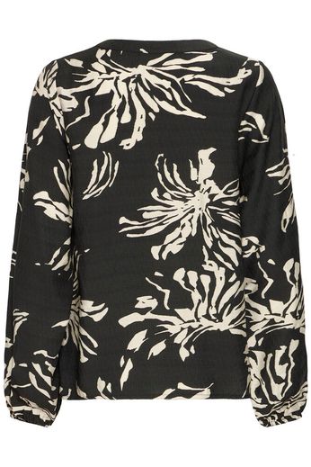 FRANSA Arianna Floral V-Neck Blouse - Black Print
