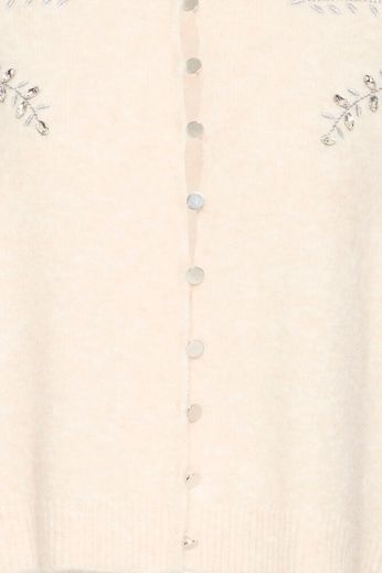 FRANSA Kenfra Embellished Cardigan - Cream
