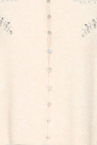 FRANSA Kenfra Embellished Cardigan - Cream