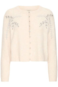 FRANSA Kenfra Embellished Cardigan - Cream