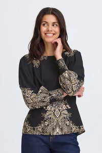 FRANSA Adara Paisley Print Blouse - Black