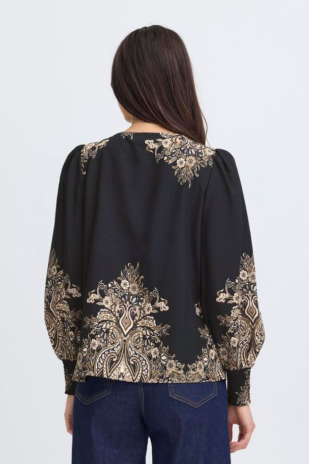 FRANSA Adara Paisley Print Blouse - Black