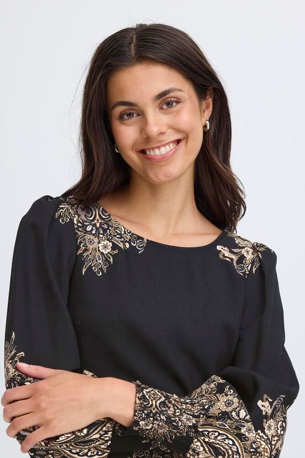 FRANSA Adara Paisley Print Blouse - Black