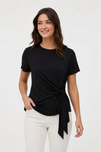 VERO MODA Jill Side Tie T-Shirt - Black