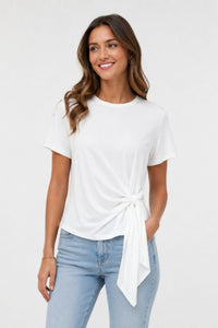 VERO MODA Jill Side Tie T-Shirt - White