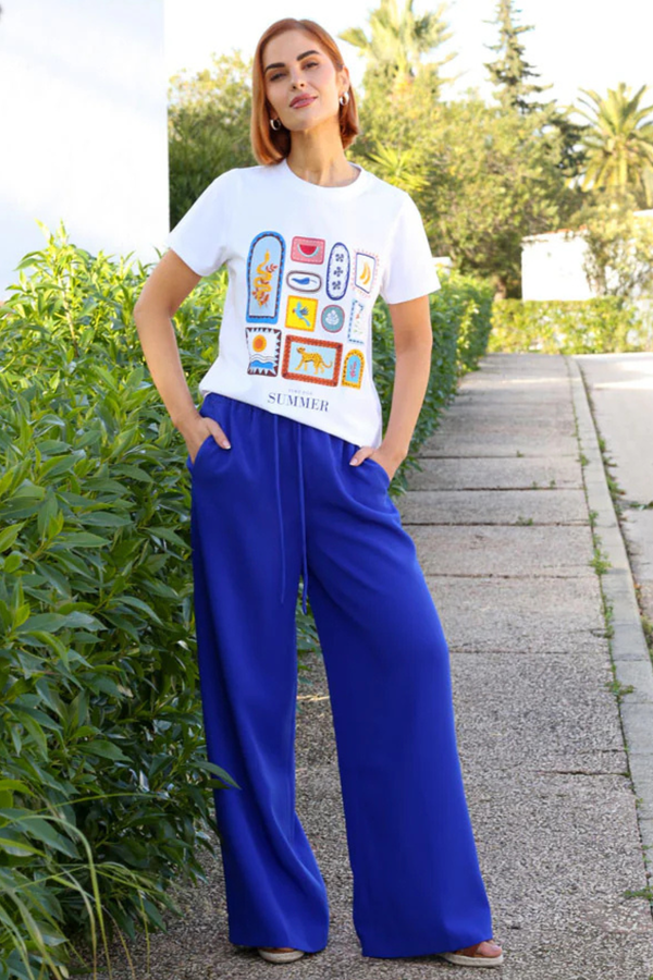 RANT & RAVE Josie Wide Leg Trouser - Cobalt Blue