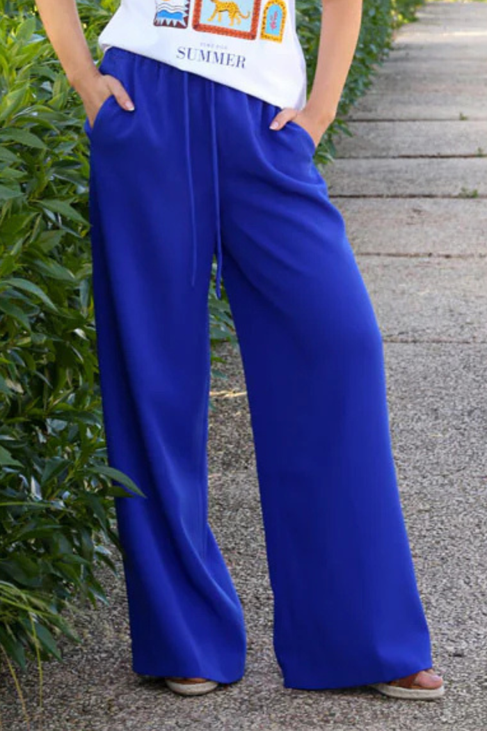 RANT & RAVE Josie Wide Leg Trouser - Cobalt Blue