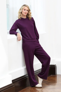 RELAX & RENEW Juno Wide Leg Joggers - Plum