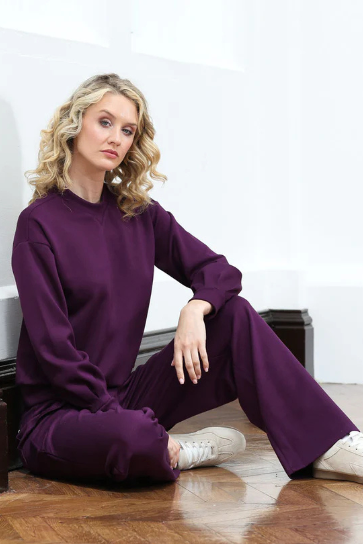 RELAX & RENEW Juno Wide Leg Joggers - Plum