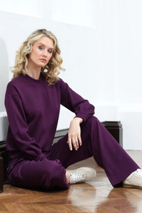 RELAX & RENEW Juno Wide Leg Joggers - Plum