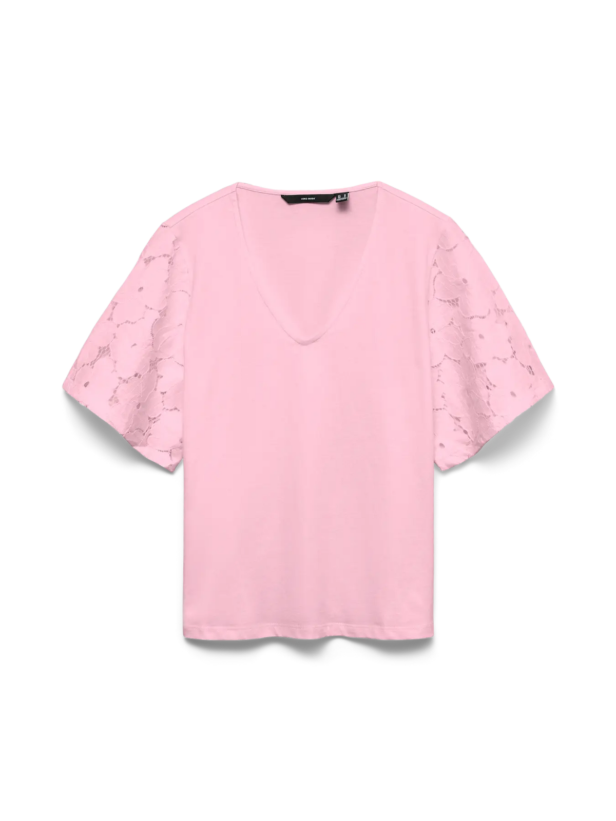 VERO MODA Villa Short Sleeve V-Neck Top - Pink
