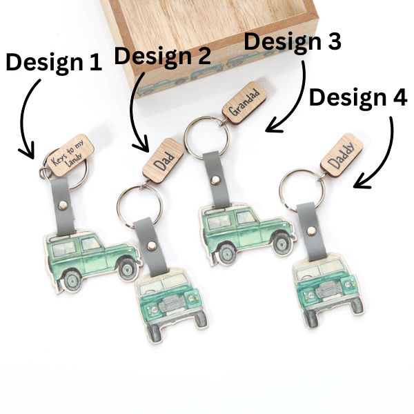 LANGS Landy Shaped Wood Keyring Dad/Grandad 1Pc