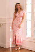 COPE CLOTHING : Button Front Maxi Dress - Pink