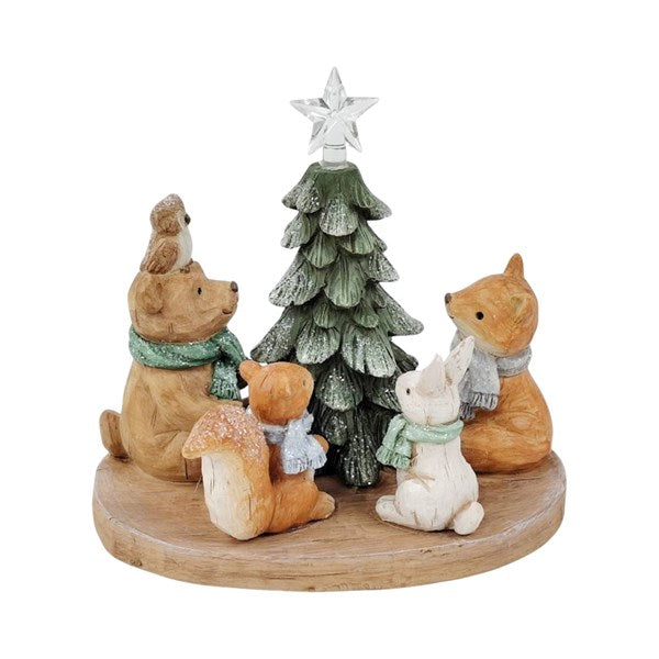 STRAITS Woodland Animals Around the LED Christmas Tree Figurine 19x17cm