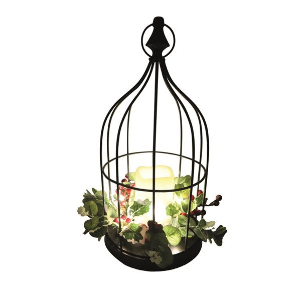 STRAITS LED Christmas Cage Lantern 20x40cm - Black