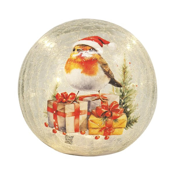 STRAITS LED Crackle Ball Robin - 15cm