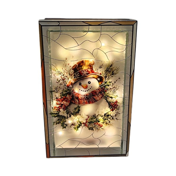 STRAITS LED Snowman Stained Glass - 21cm