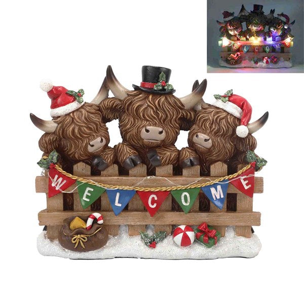 STRAITS Highland Cows LED Welcome Figurine 21x17cm