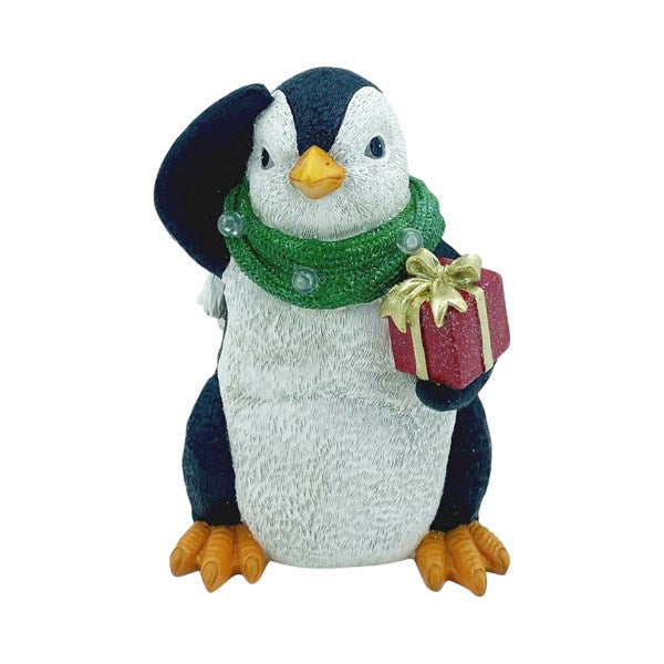 STRAITS Penguin with Present LED Figurine 20cm