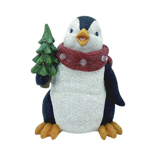STRAITS Penguin with Christmas Tree LED Figurine 20cm