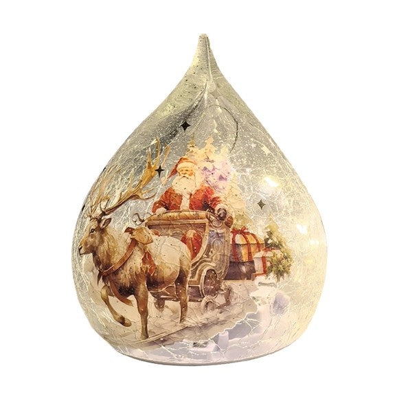 STRAITS LED Christmas Teardrop Crackle Decoration - Santa 15cm
