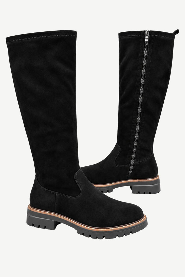 REDZ Suede Knee High Boot - Black