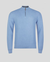MAGEE Liam Cotton 1/4 Zip Jumper - Blue
