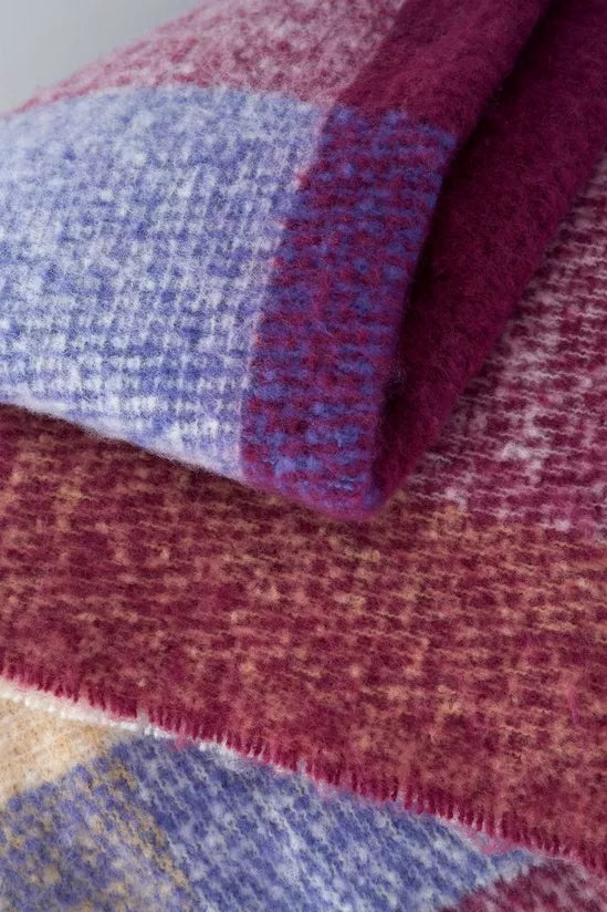 CATHERINE LANSFIELD Faux Mohair Check Blanket Throw
