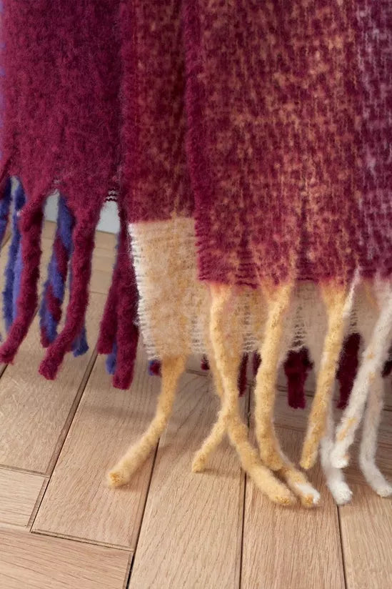 CATHERINE LANSFIELD Faux Mohair Check Blanket Throw
