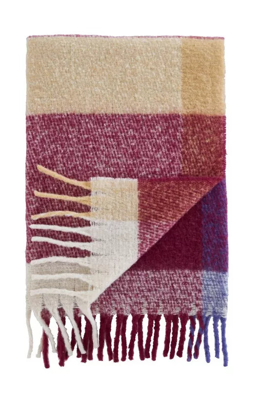 CATHERINE LANSFIELD Faux Mohair Check Blanket Throw