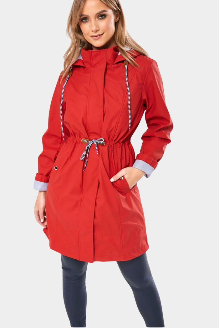 MARC ANGELO Longline Raincoat - Red