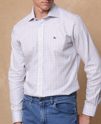 MAGEE Nephin Cotton Shirt - Blue Tattersalls