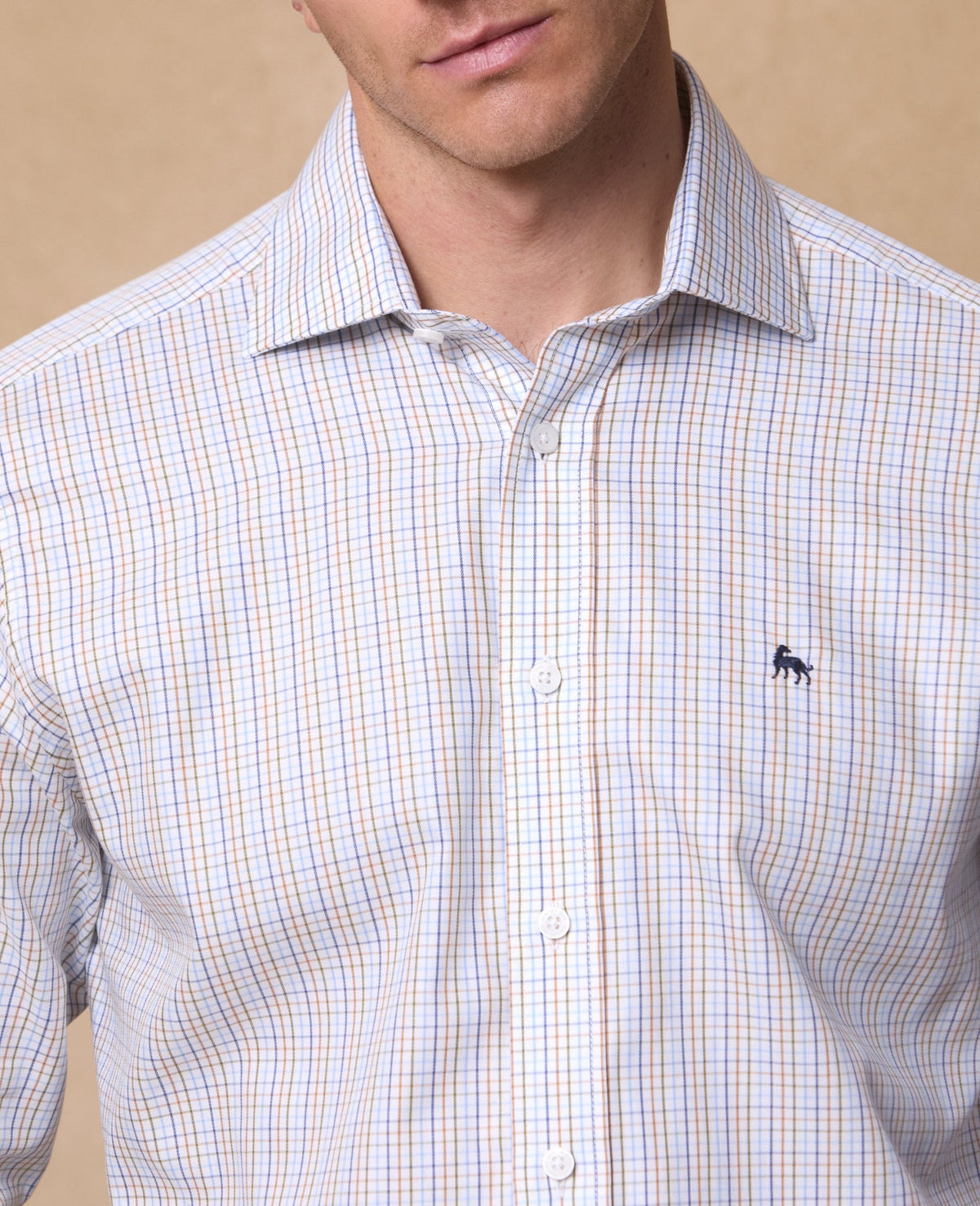 MAGEE Nephin Cotton Shirt - Blue Tattersalls