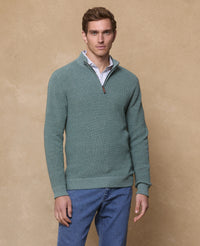 MAGEE Steve Cotton 1/4 Zip Jumper - Green