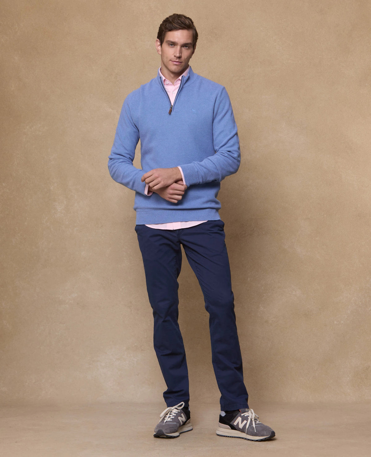 MAGEE Liam Cotton 1/4 Zip Jumper - Blue