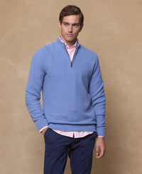 MAGEE Liam Cotton 1/4 Zip Jumper - Blue