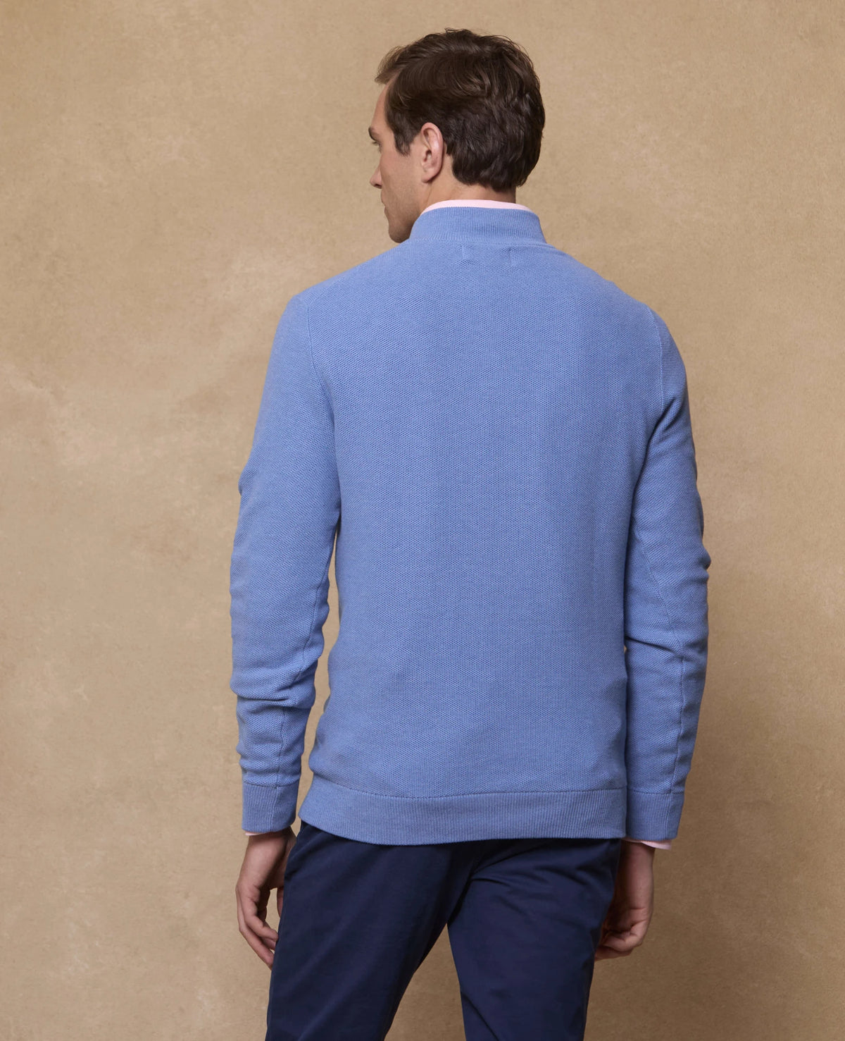 MAGEE Liam Cotton 1/4 Zip Jumper - Blue