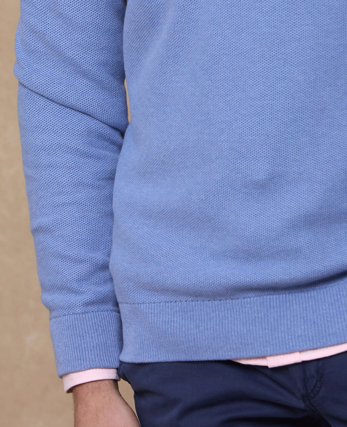 MAGEE Liam Cotton 1/4 Zip Jumper - Blue