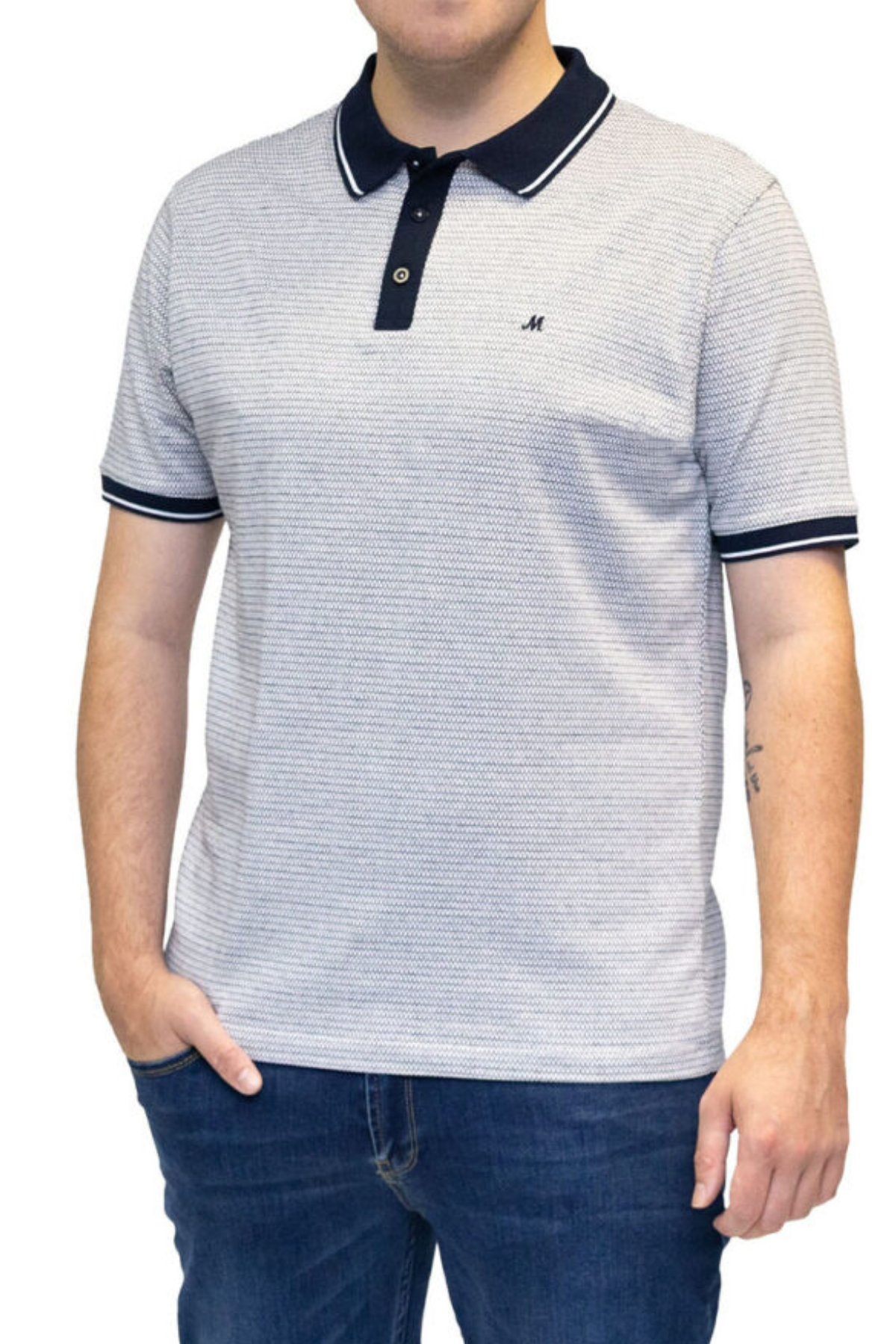 MINERAL Marco Printed Polo Shirt - Navy