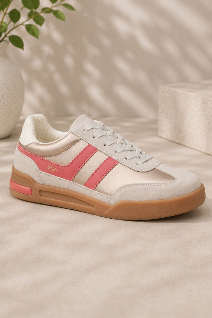 LLOYD & PRYCE Mcghen Gum Sole Low Trainer - Metallic/Pink