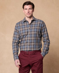 MAGEE Nephin Cotton Shirt - Blue & Brown Check