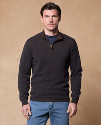 MAGEE Cian Cotton Micro 1/4 Zip Jumper - Brown