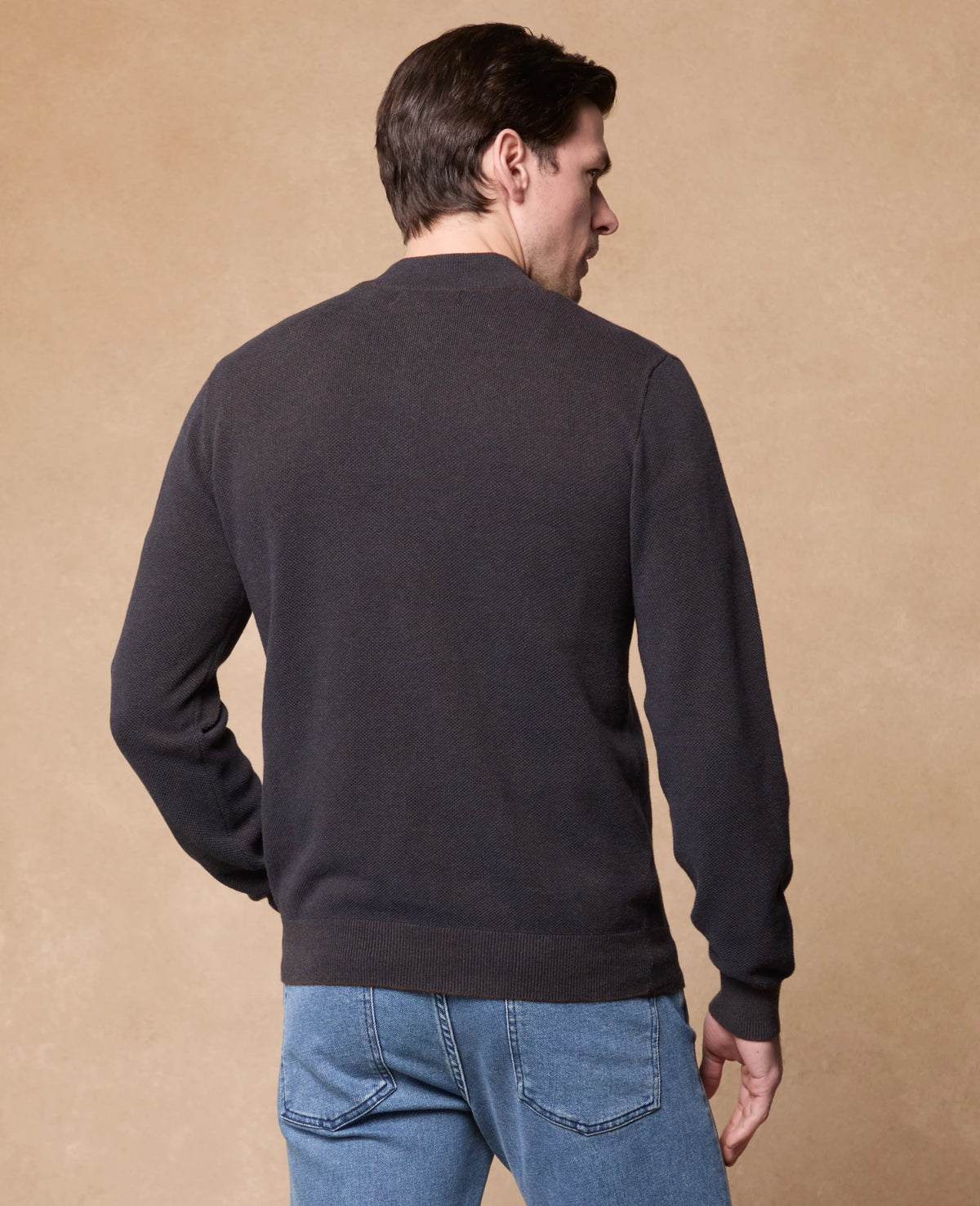 MAGEE Cian Cotton Micro 1/4 Zip Jumper - Brown