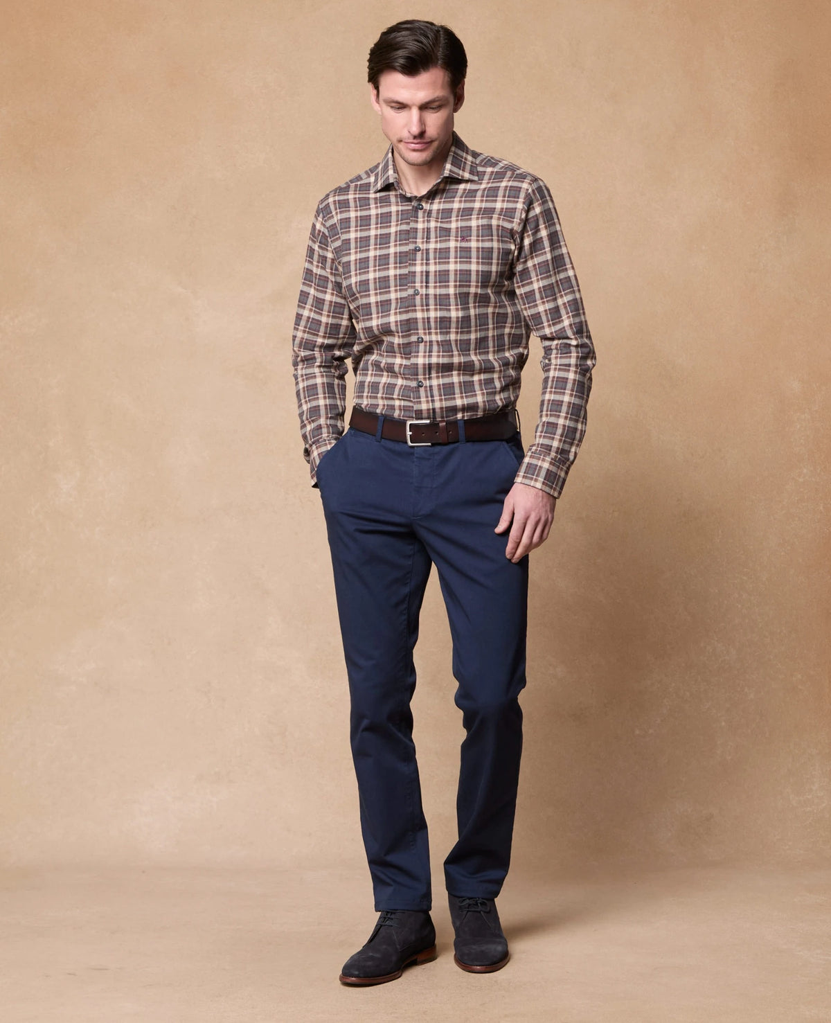 MAGEE Nephin Brushed Cotton Shirt - Burgundy Check