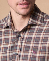 MAGEE Nephin Brushed Cotton Shirt - Burgundy Check