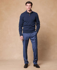 MAGEE Sean Cotton 1/4 Zip Jumper - Dark Blue