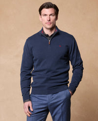 MAGEE Sean Cotton 1/4 Zip Jumper - Dark Blue